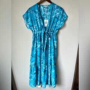 NWT Blue Island Cap Sleeve Eyelet Cover Up (size XS)